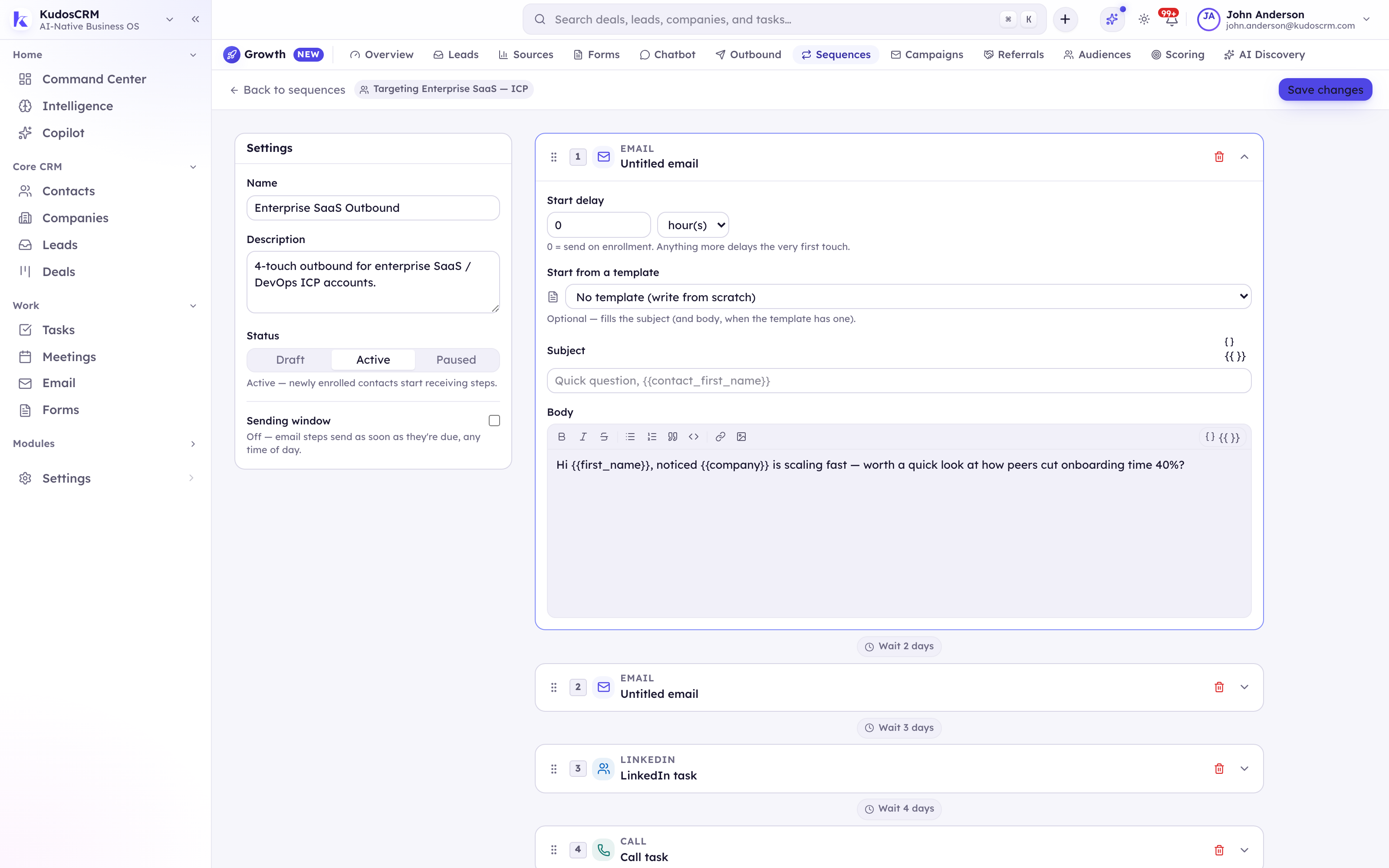 Email Sequences in KudosCRM