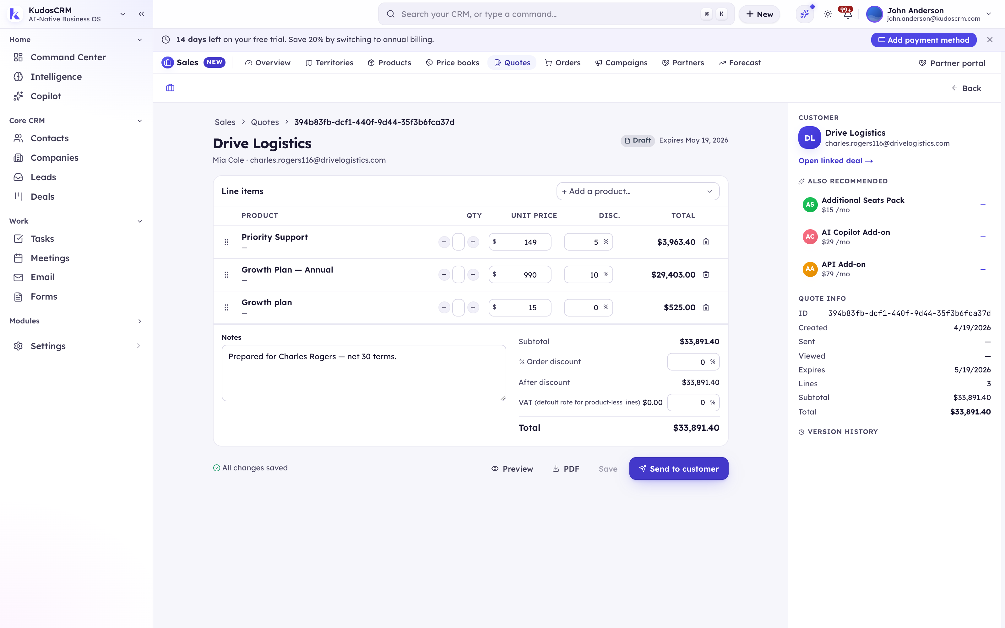 Proposals in KudosCRM